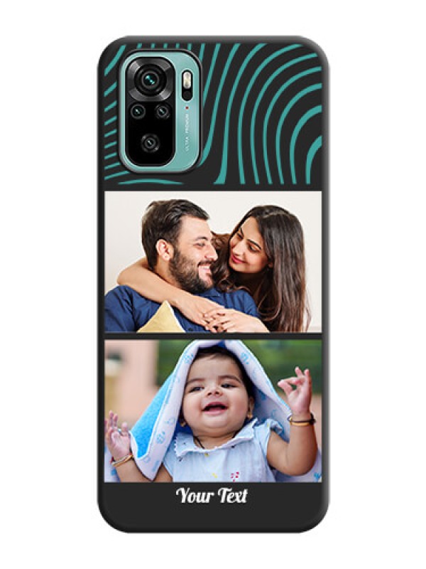 Custom Wave Pattern with 2 Image Holder on Space Black Personalized Soft Matte Phone Covers - Redmi Note 10