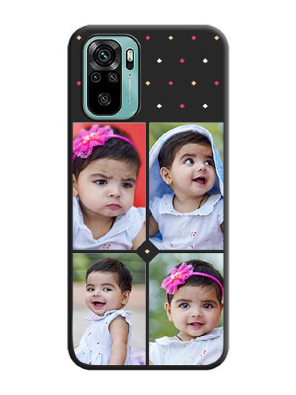 Custom Multicolor Dotted Pattern with 4 Image Holder on Space Black Custom Soft Matte Phone Cases - Redmi Note 10