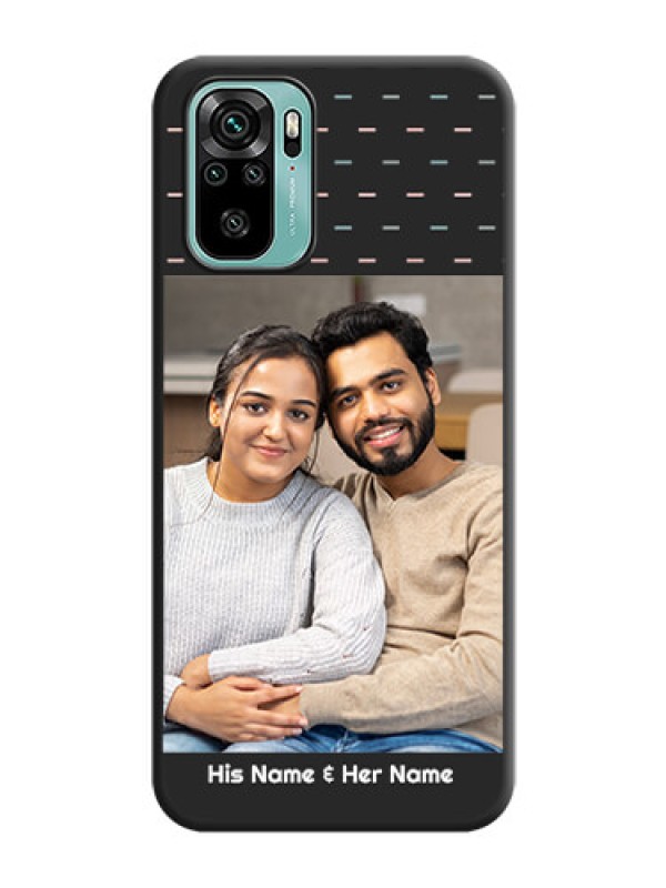 Custom Line Pattern Design with Text on Space Black Custom Soft Matte Phone Back Cover - Redmi Note 10
