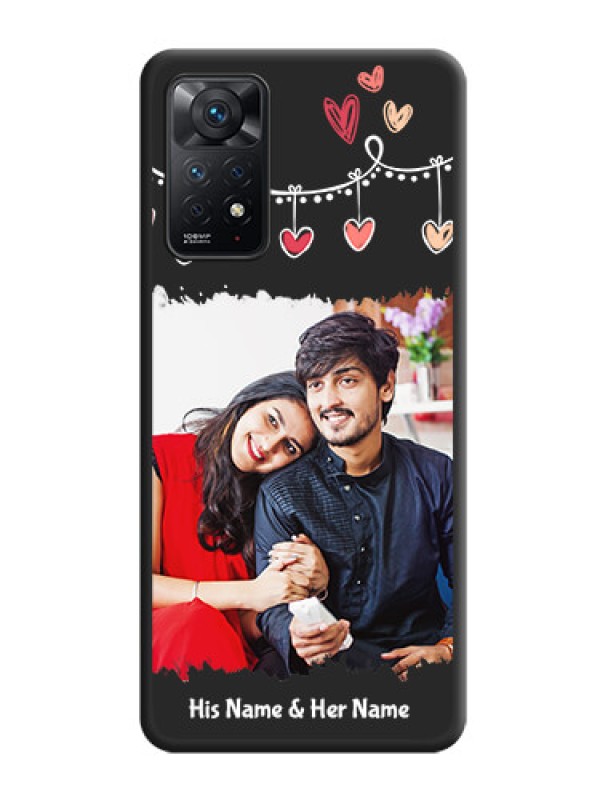 Custom Pink Love Hangings with Name on Space Black Custom Soft Matte Phone Cases - Redmi Note 11 Pro Plus 5G