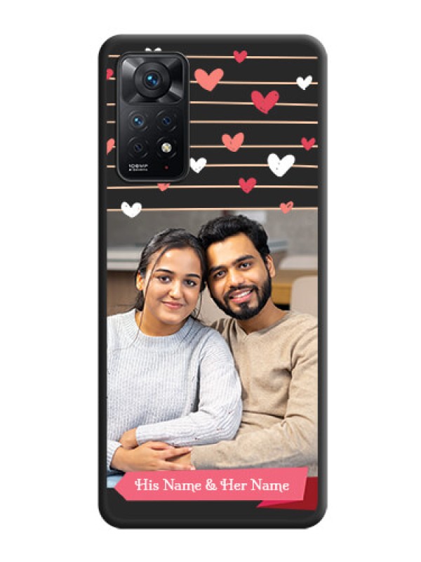 Custom Love Pattern with Name on Pink Ribbon  on Photo on Space Black Soft Matte Back Cover - Redmi Note 11 Pro Plus 5G
