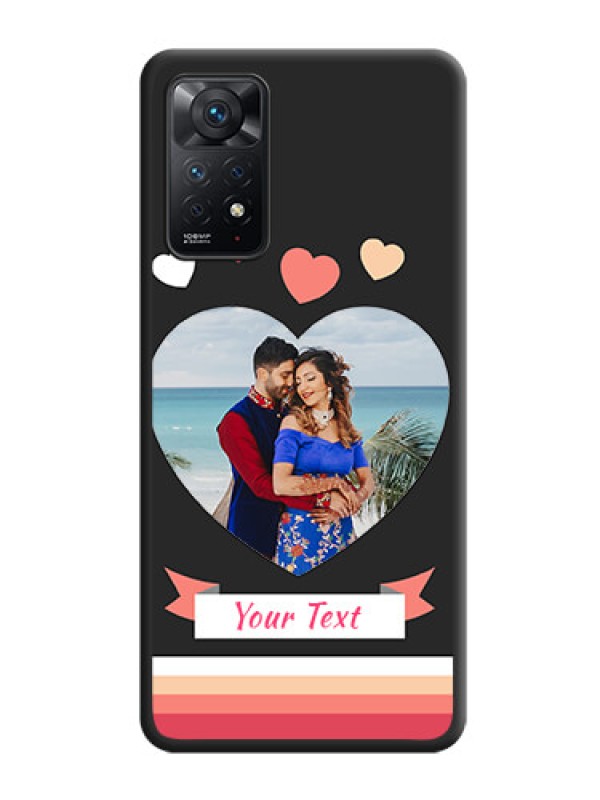 Custom Love Shaped Photo with Colorful Stripes on Personalised Space Black Soft Matte Cases - Redmi Note 11 Pro Plus 5G