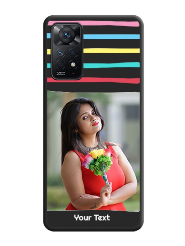 Custom Multicolor Lines with Image on Space Black Personalized Soft Matte Phone Covers - Redmi Note 11 Pro Plus 5G
