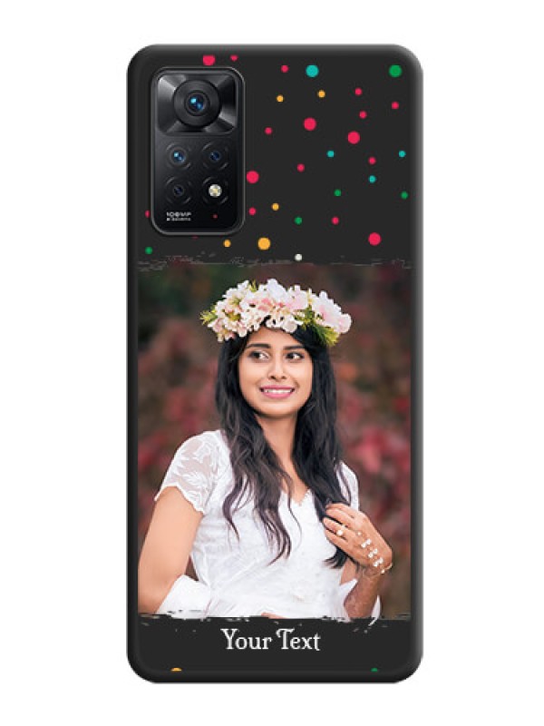 Custom Multicolor Dotted Pattern with Text on Space Black Custom Soft Matte Phone Back Cover - Redmi Note 11 Pro Plus 5G