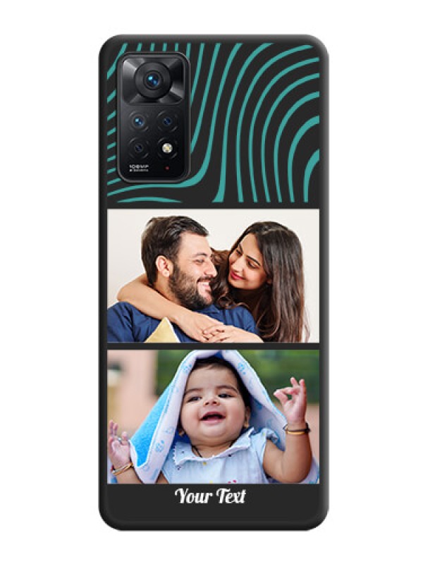 Custom Wave Pattern with 2 Image Holder on Space Black Personalized Soft Matte Phone Covers - Redmi Note 11 Pro Plus 5G