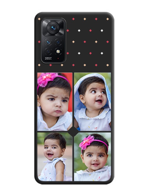 Custom Multicolor Dotted Pattern with 4 Image Holder on Space Black Custom Soft Matte Phone Cases - Redmi Note 11 Pro Plus 5G