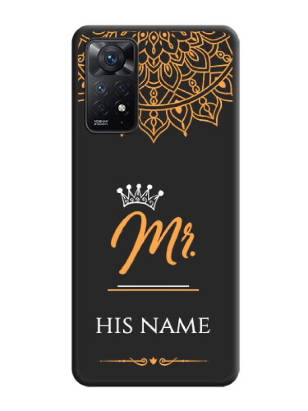Custom Mr Name with Floral Design  on Personalised Space Black Soft Matte Cases - Redmi Note 11 Pro Plus 5G