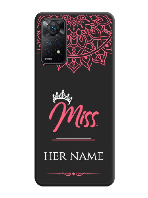 Custom Mrs Name with Floral Design on Space Black Personalized Soft Matte Phone Covers - Redmi Note 11 Pro Plus 5G