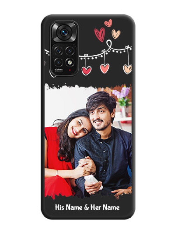 Custom Pink Love Hangings with Name on Space Black Custom Soft Matte Phone Cases - Redmi Note 11s