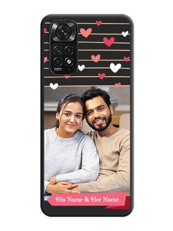 Custom Love Pattern with Name on Pink Ribbon  on Photo on Space Black Soft Matte Back Cover - Redmi Note 11s