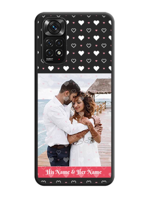 Custom White Color Love Symbols with Text Design on Photo on Space Black Soft Matte Phone Cover - Redmi Note 11s