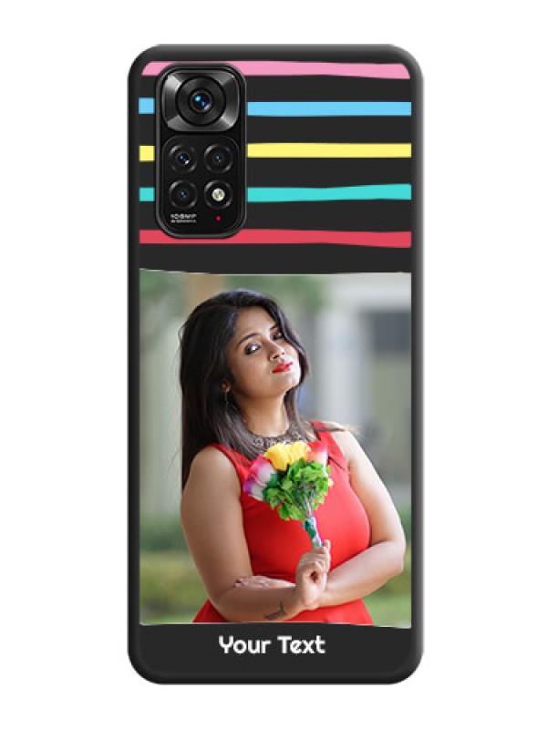 Custom Multicolor Lines with Image on Space Black Personalized Soft Matte Phone Covers - Redmi Note 11s