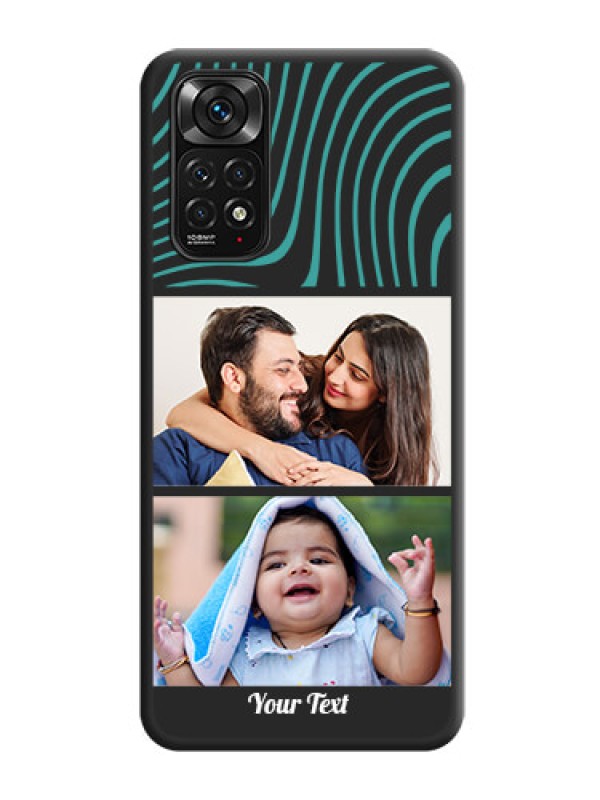 Custom Wave Pattern with 2 Image Holder on Space Black Personalized Soft Matte Phone Covers - Redmi Note 11s