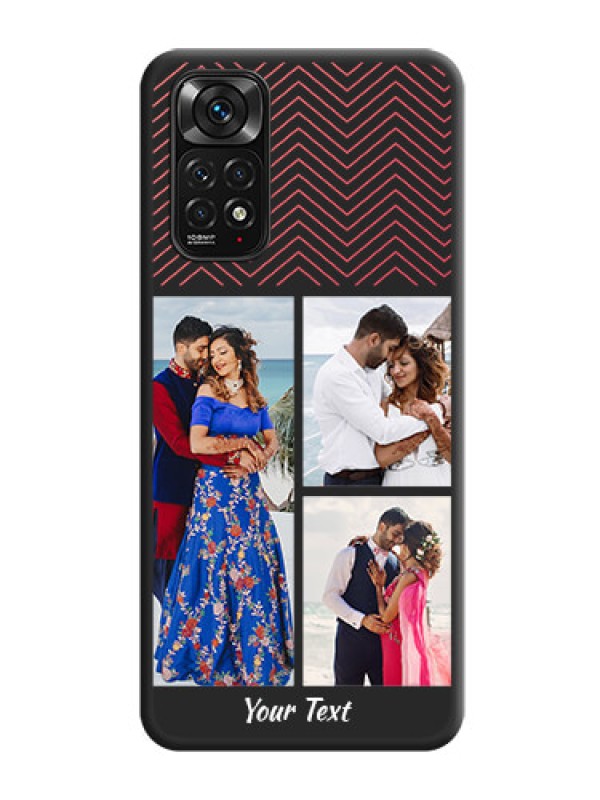 Custom Wave Pattern with 3 Image Holder on Space Black Custom Soft Matte Back Cover - Redmi Note 11s