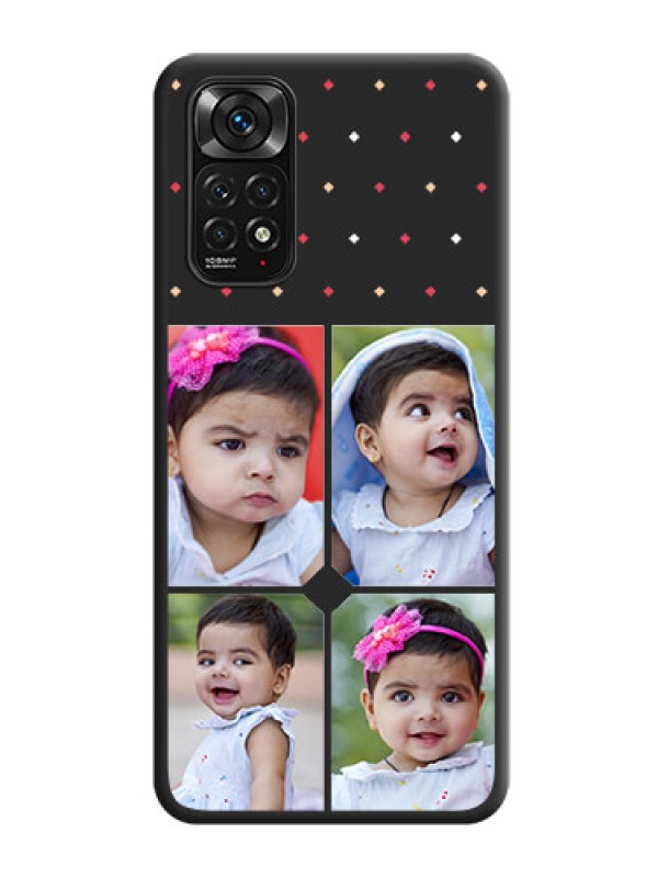 Custom Multicolor Dotted Pattern with 4 Image Holder on Space Black Custom Soft Matte Phone Cases - Redmi Note 11s