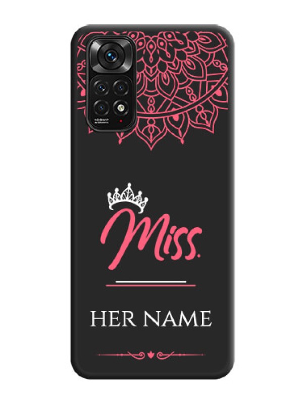 Custom Mrs Name with Floral Design on Space Black Personalized Soft Matte Phone Covers - Redmi Note 11s