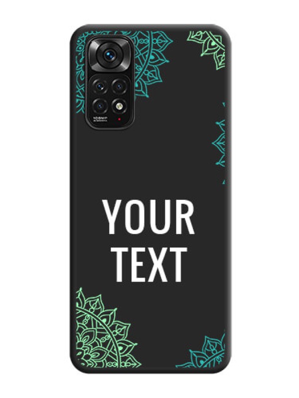 Custom Your Name with Floral Design on Space Black Custom Soft Matte Back Cover - Redmi Note 11s