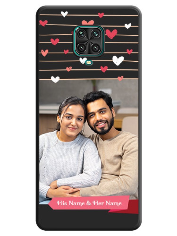Custom Love Pattern with Name on Pink Ribbon  on Photo on Space Black Soft Matte Back Cover - Redmi Note 9 Pro Max