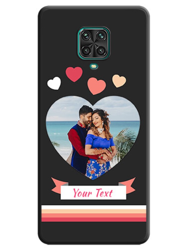 Custom Love Shaped Photo with Colorful Stripes on Personalised Space Black Soft Matte Cases - Redmi Note 9 Pro Max