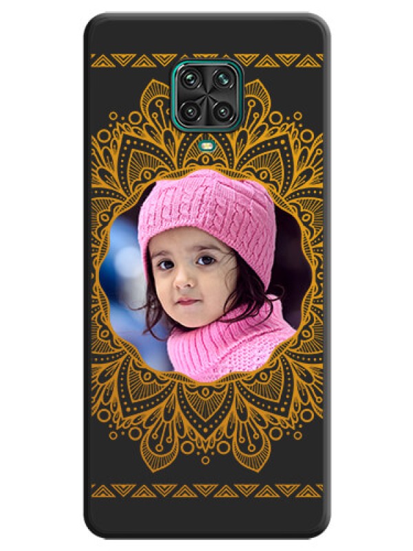 Custom Round Image with Floral Design on Photo on Space Black Soft Matte Mobile Cover - Redmi Note 9 Pro Max