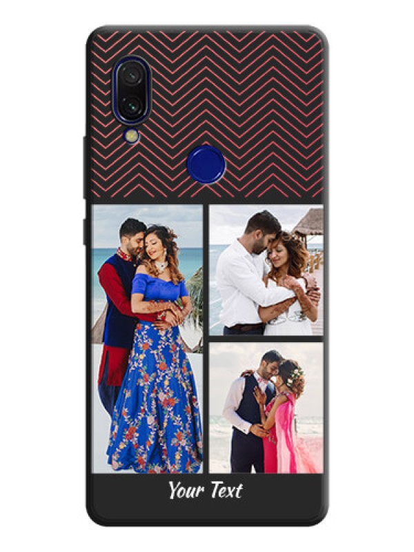 Custom Wave Pattern with 3 Image Holder on Space Black Custom Soft Matte Back Cover - Redmi Y3
