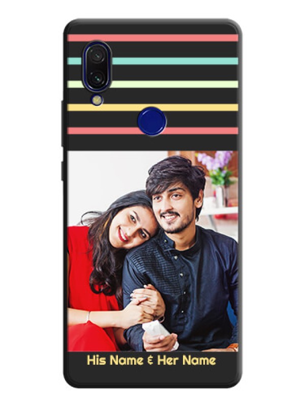 Custom Color Stripes with Photo and Text - Photo on Space Black Soft Matte Mobile Case - Redmi Y3