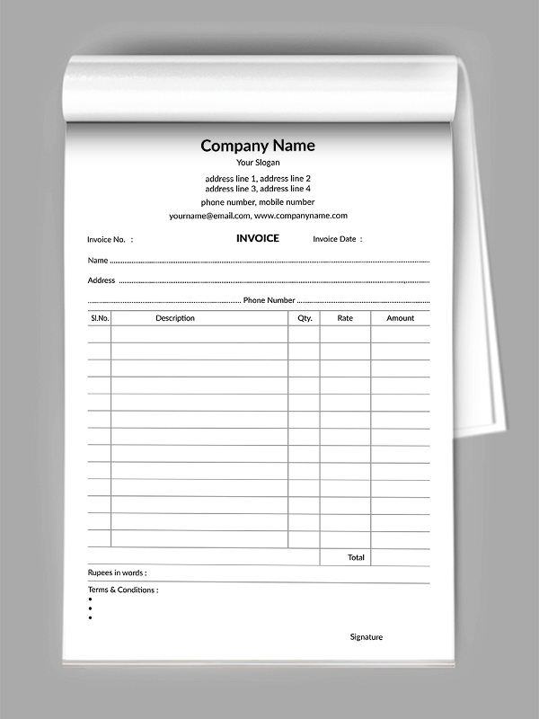 Custom Software Company Bill Book Design