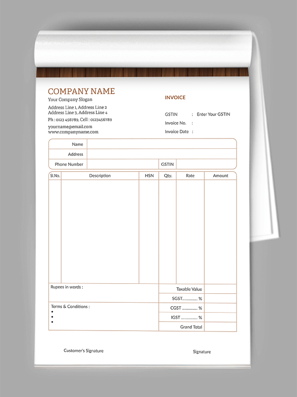 Bill Book / Invoice Designs