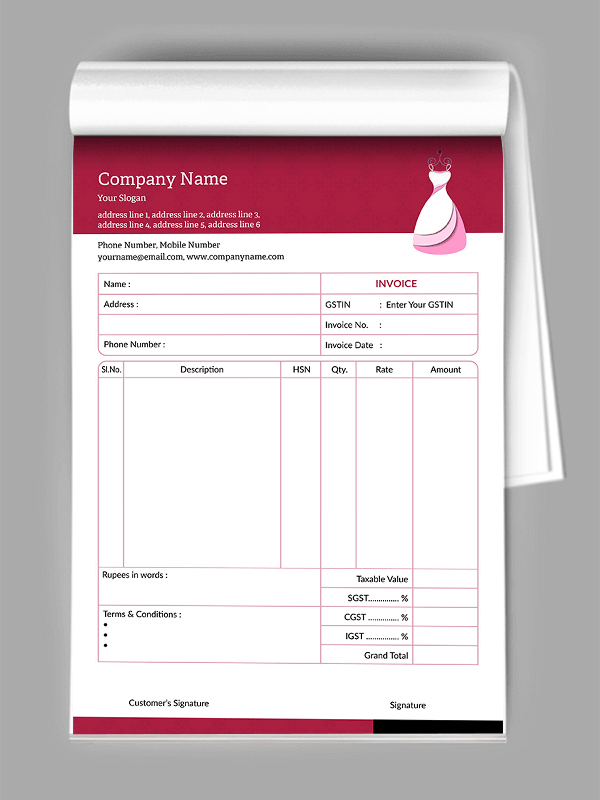 Bill Book / Invoice Designs