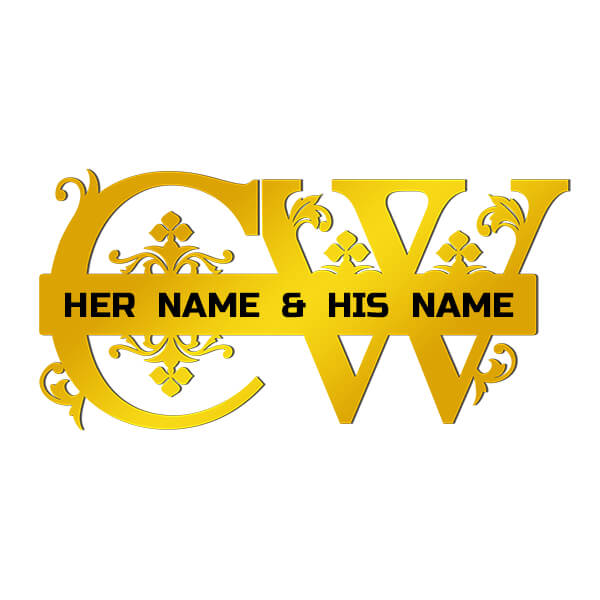 Buy Personalized Vintage Design Sign For Letters CW Couple Monogram