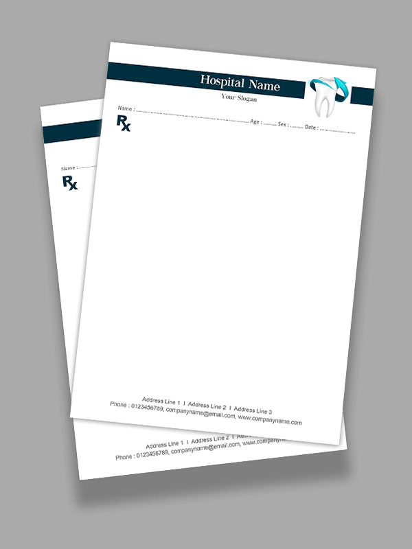 Dental Hospital Medical Prescription Pad Design