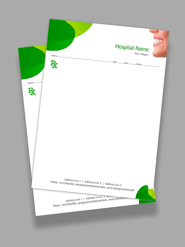Dental Hospital Prescription Pad Design