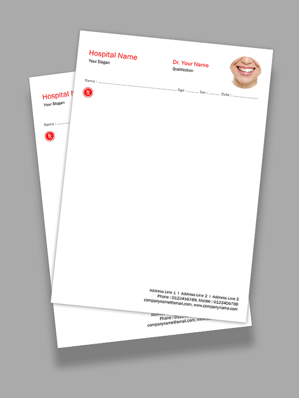 Dental Hospital Prescription Pad Design