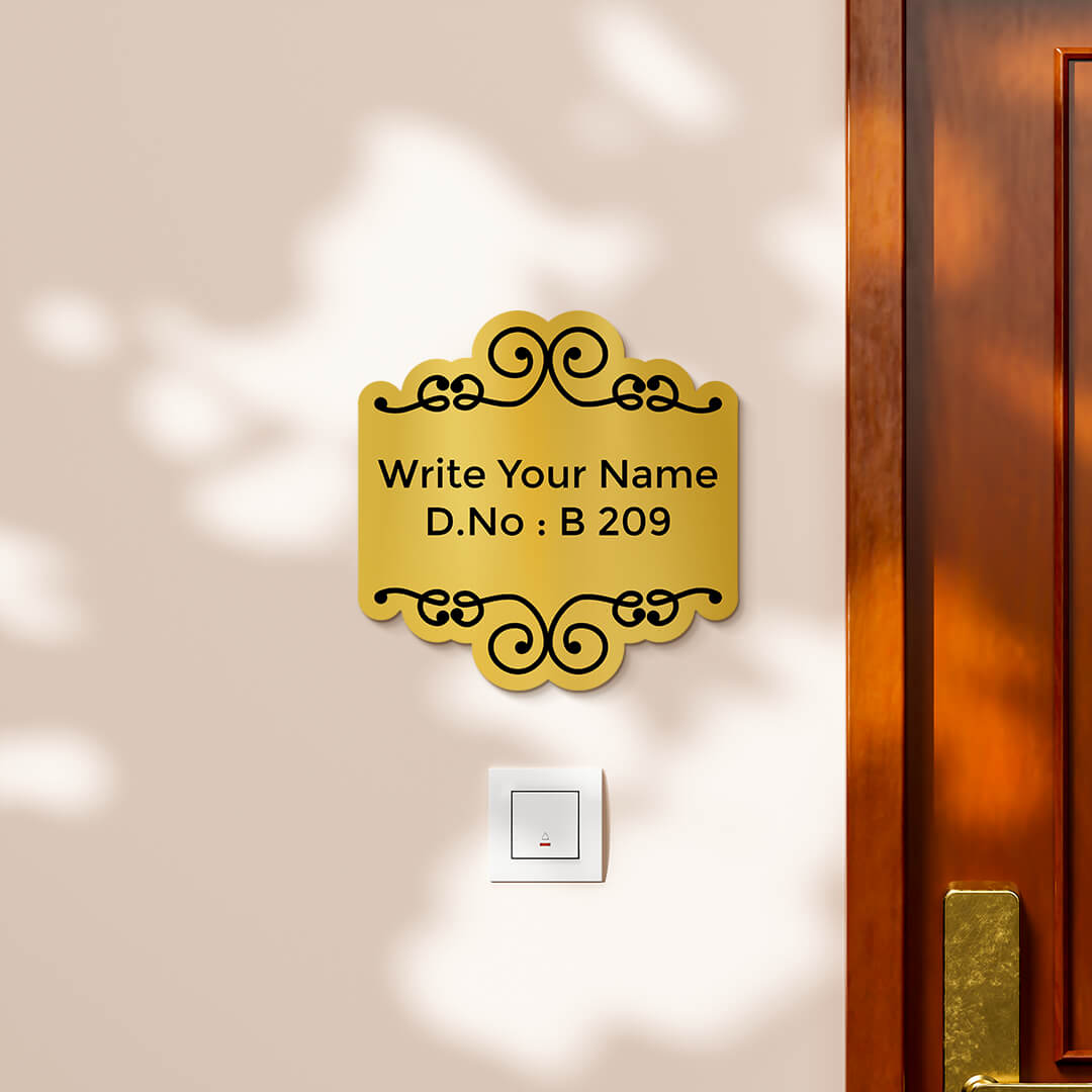Buy Vintage Bold Floral Design Gold Color Nameplate at our online store